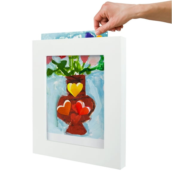 Americanflat 8.5x11 Kids Art Frame Holds 25 Artworks - Slide-In Picture Frame with One Opening and Art Storage - White