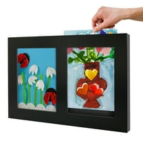 Americanflat 8.5x11 Kids Art Frame Holds 25 Artworks - Slide-In Picture Frame with Two Opening and Art Storage - Black