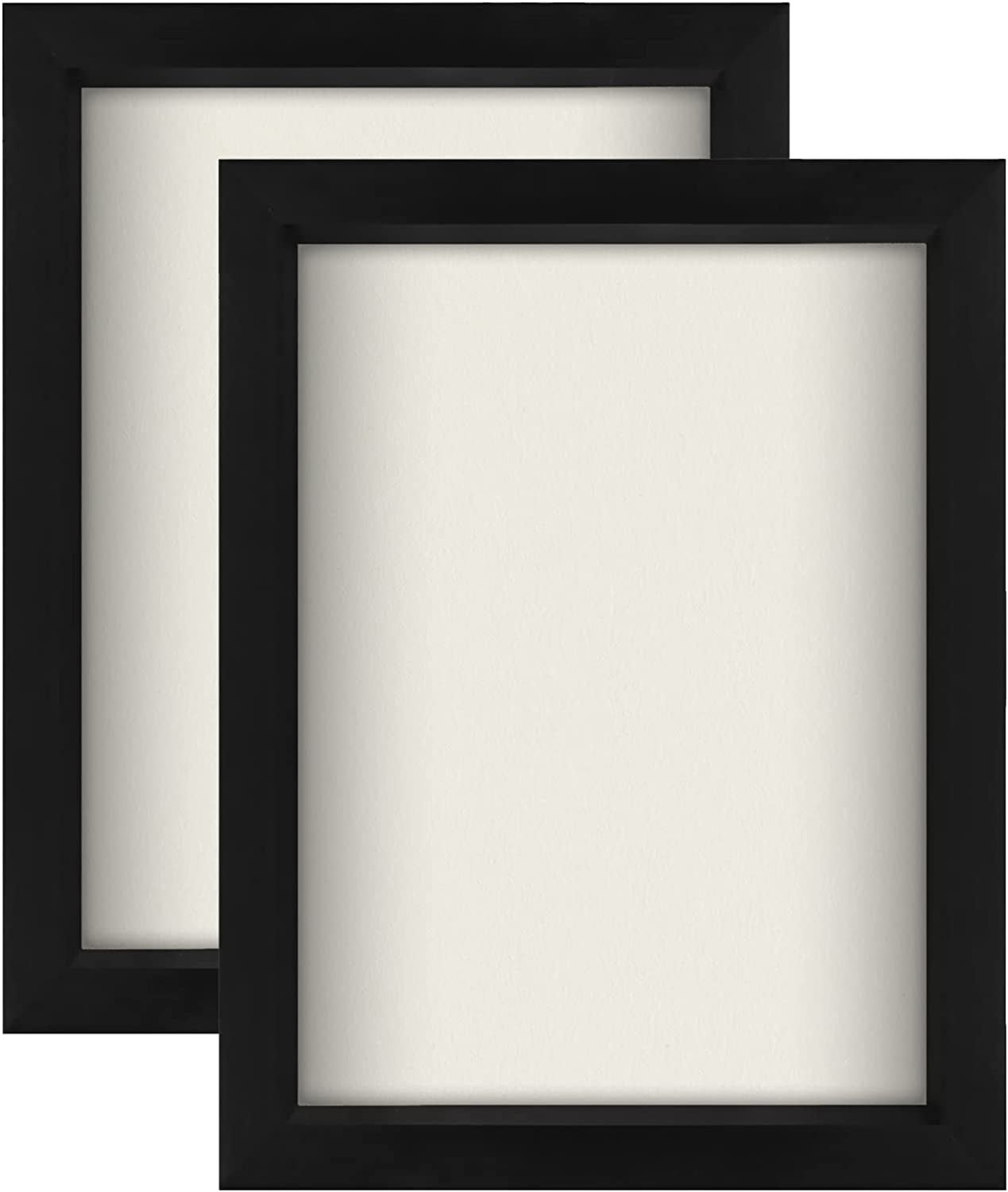 Americanflat 8.5x11 Shadow Box Frame in Black with Soft Linen Back - Composite Wood Frame with Shatter Resistant Glass for Wall and Tabletop - Memory Box with Pin Board - 2 Pack