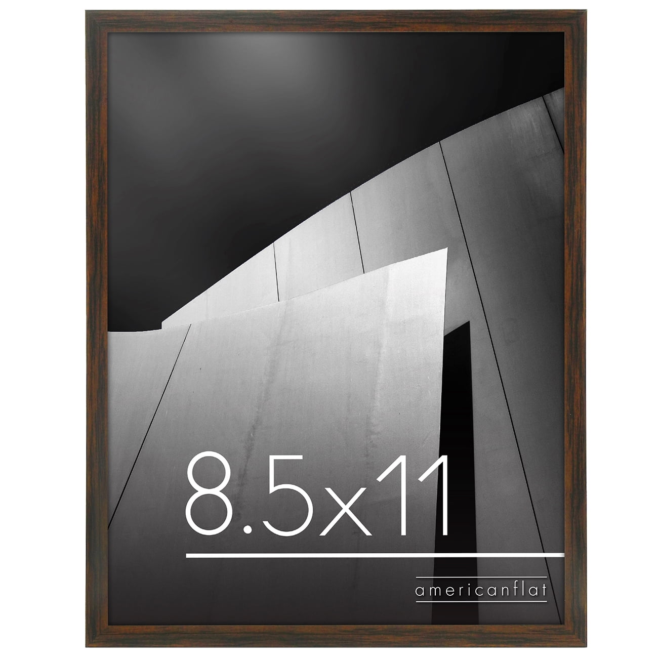 Americanflat 8.5x11 Thin Picture Frame in Mahogany with Polished Glass - Horizontal and Vertical Formats for Wall and Tabletop
