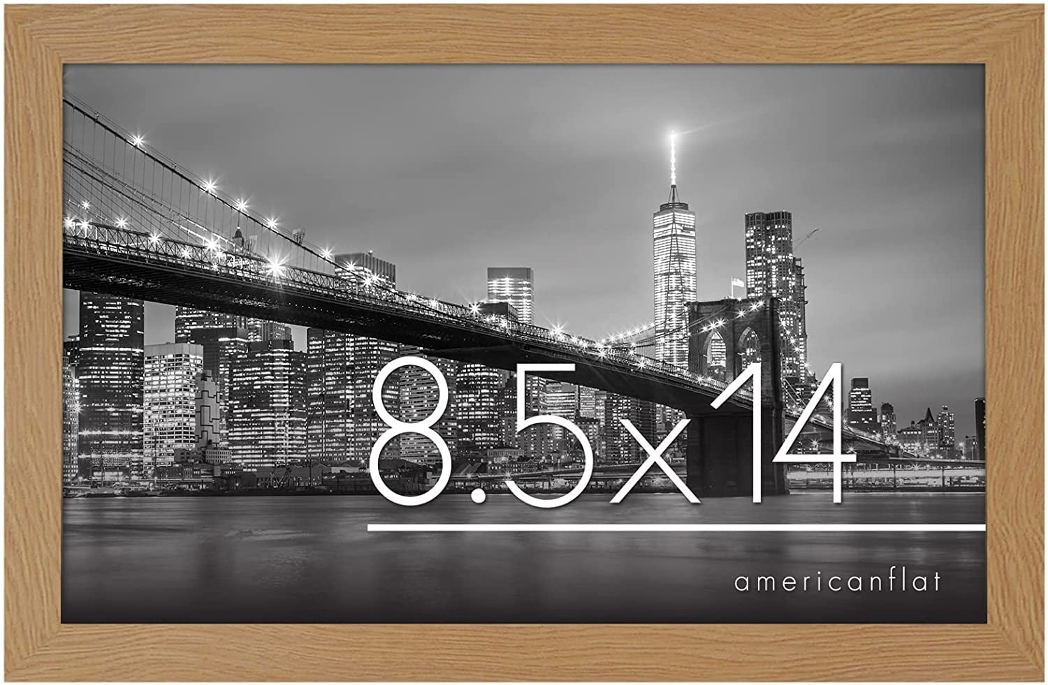 Americanflat 8.5x14 Picture Frame in Oak - Composite Wood with Shatter Resistant Glass - Horizontal and Vertical Formats for Wall with Included Hanging Hardware