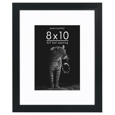 Americanflat 8" x 10" Gallery-Style Picture Frame with Mat to Secure Artwork, Prints, and Photos - Black