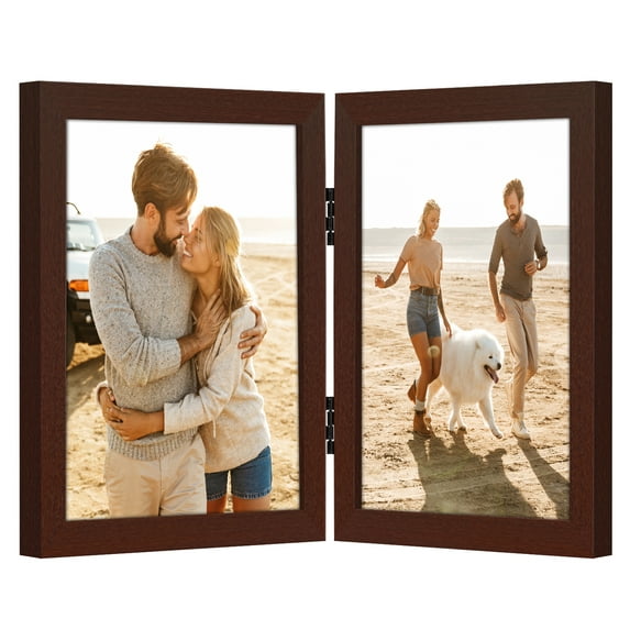 Americanflat 8" x 10" Hinged Picture Frame for 2 Photos - Mahogany