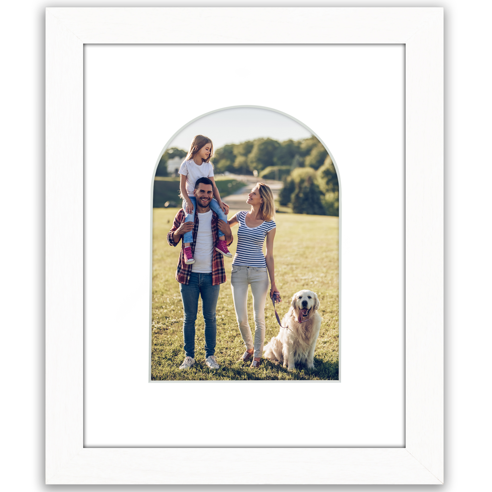 Americanflat 8" x 10" Picture Frame with Arch-Shaped Mat - White