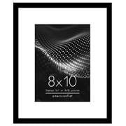 Americanflat 8x10 Picture Frame with Shatter-Resistant Glass with 5x7 Mat Display Photo Streamline - Black