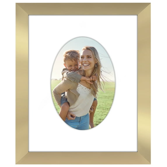 Americanflat 8" x 10" Picture Frame with Oval-Shaped Mat - Gold