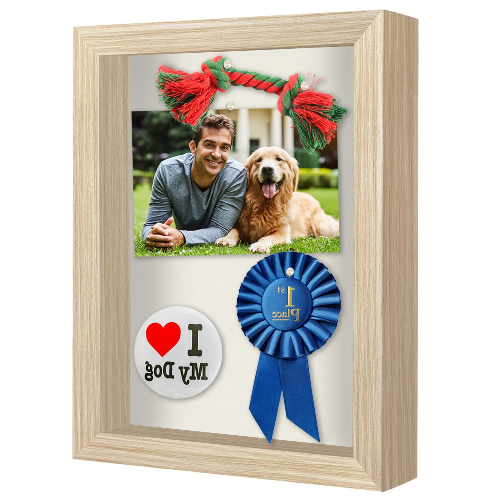 Americanflat 8x10 Shadow Box Frame with Shatter-Resistant Glass Silhouette - Dark Oak with Soft Felt Back
