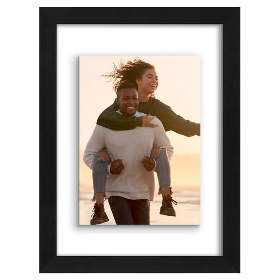 Americanflat 8x10 Picture Frame Floating Polished Crystal Clear Glass Display Photo Signature Float - Black