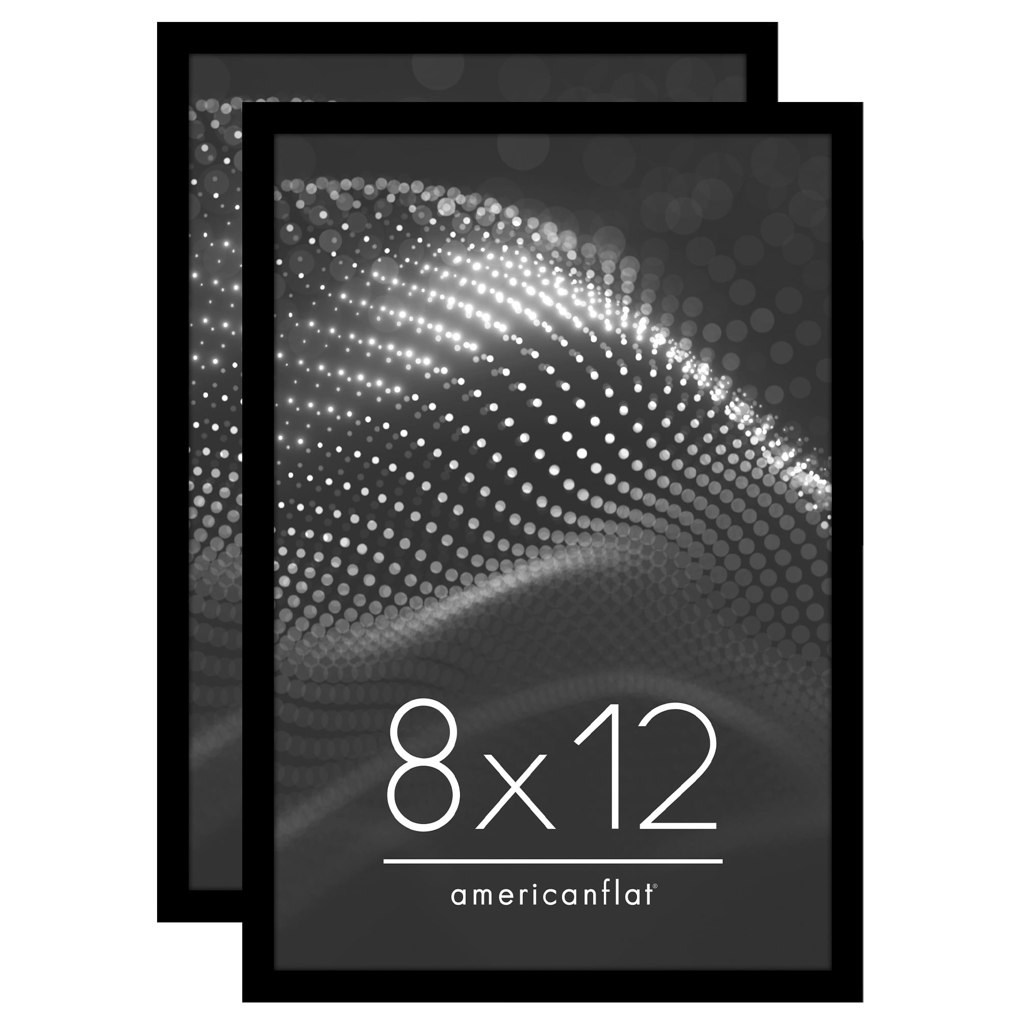 Americanflat 8x12 Picture Frame with Shatter-Resistant Glass 2 Pack Streamline Collection Thin Border - Black