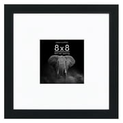 Americanflat 8x8 Picture Frame with Shatter-Resistant Glass with 4x4 Mat Display Photo Soho Collection - Black