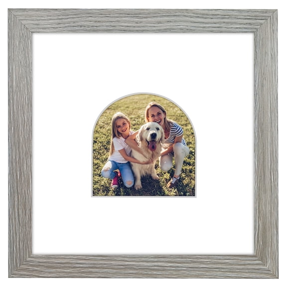 Americanflat 8" x 8" Picture Frame with Arch-Shaped Mat - Driftwood