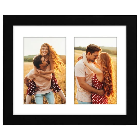 Americanflat 4x6 Picture Frame with Shatter-Resistant Glass Double Fits Two Photos One Signature Wall - Black