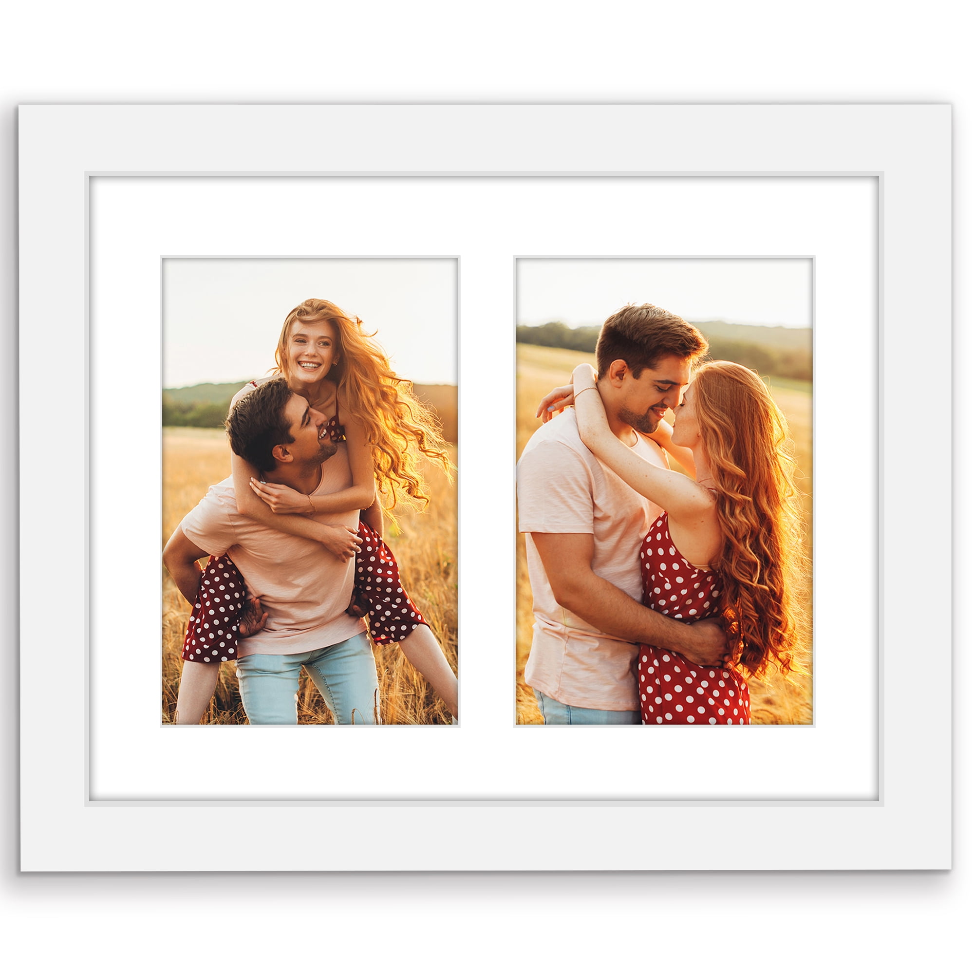 Americanflat 4x6 Picture Frame with Shatter-Resistant Glass Double Fits Two Photos One Signature Wall - White
