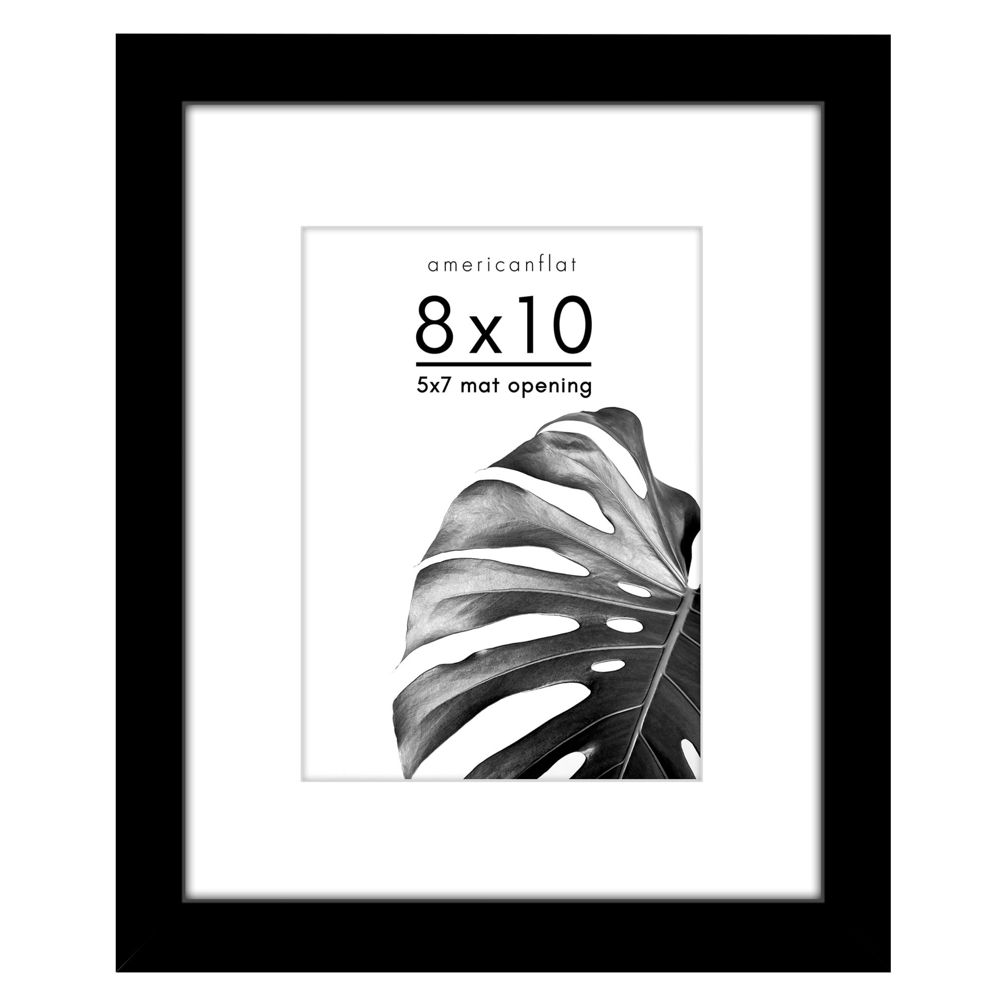 Americanflat 8x10 Picture Frame with Shatter-Resistant Glass with 5x7 Mat Display Photo Signature - Black