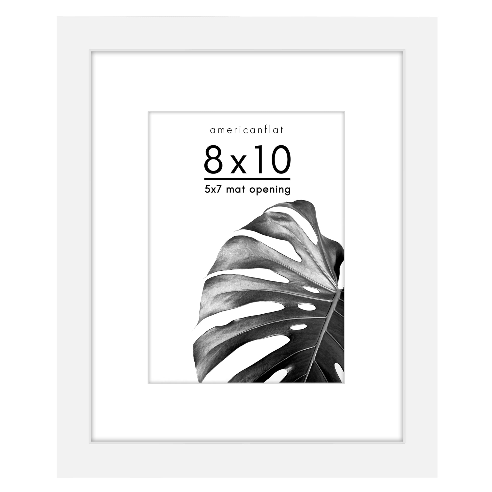 Americanflat 8x10 Picture Frame with Shatter-Resistant Glass with 5x7 Mat Display Photo Signature - White