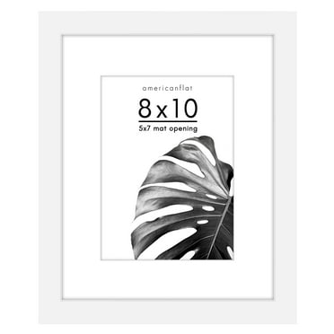 Americanflat 8x10 Picture Frame with 5x7 Mat - Wood with Glass Cover - White