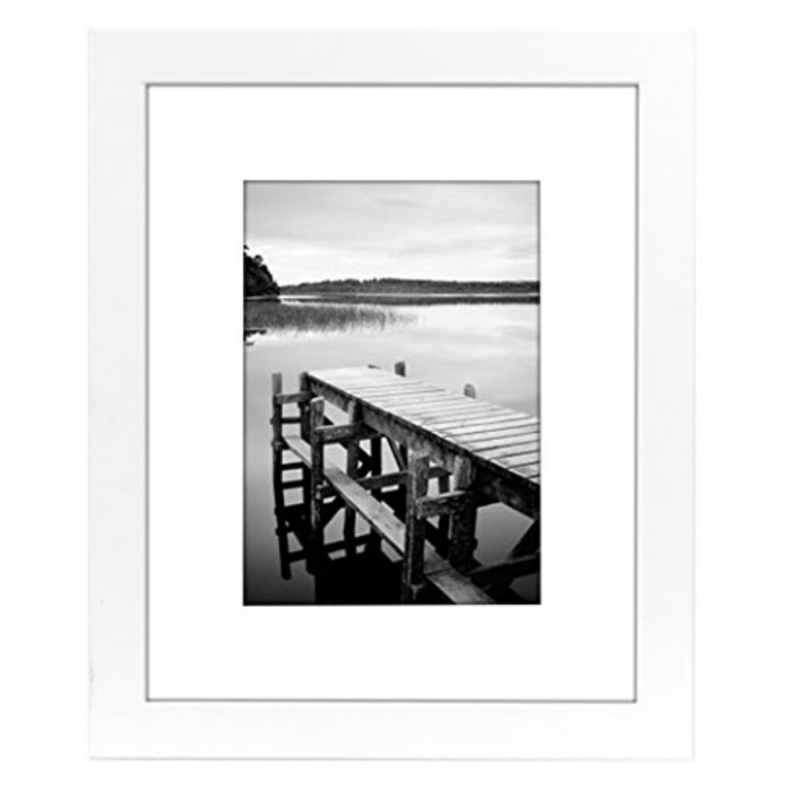 Americanflat 8x10 Picture Frame with Mat for 5x7, MDF wood and shatter-resistant glass, White