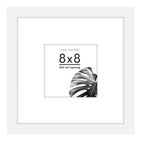 Americanflat 8x8 Picture Frame with Shatter-Resistant Glass with 4x4 Mat Display Photo Signature Wall - White