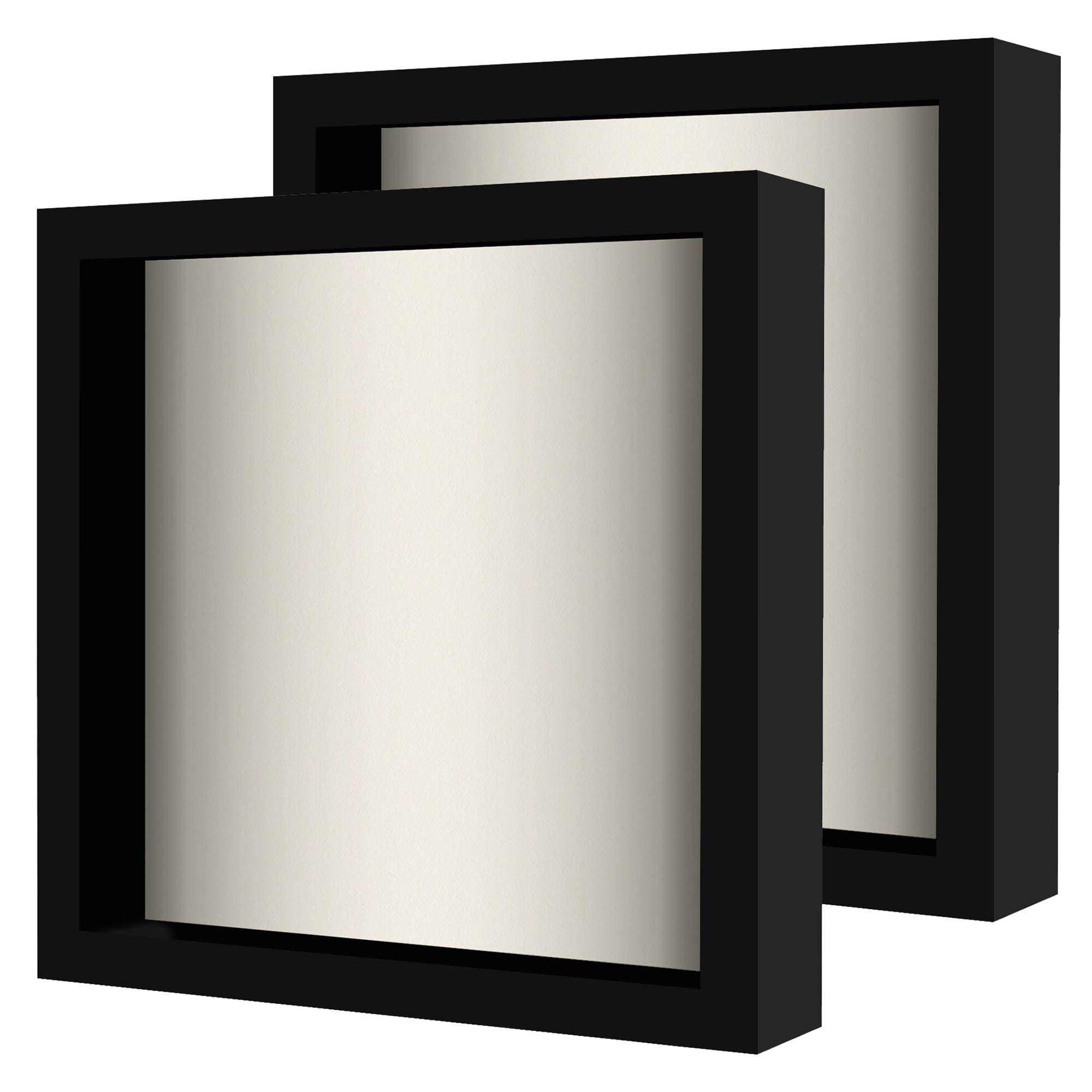 Americanflat 8x8 Shadow Box Frame in Black with Soft Linen Back - Composite Wood with Shatter Resistant Glass for Wall and Tabletop - 2 Pack