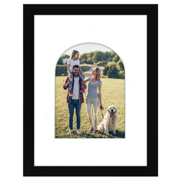 Americanflat 9" x 12" Picture Frame with Arch-Shaped Mat - Black
