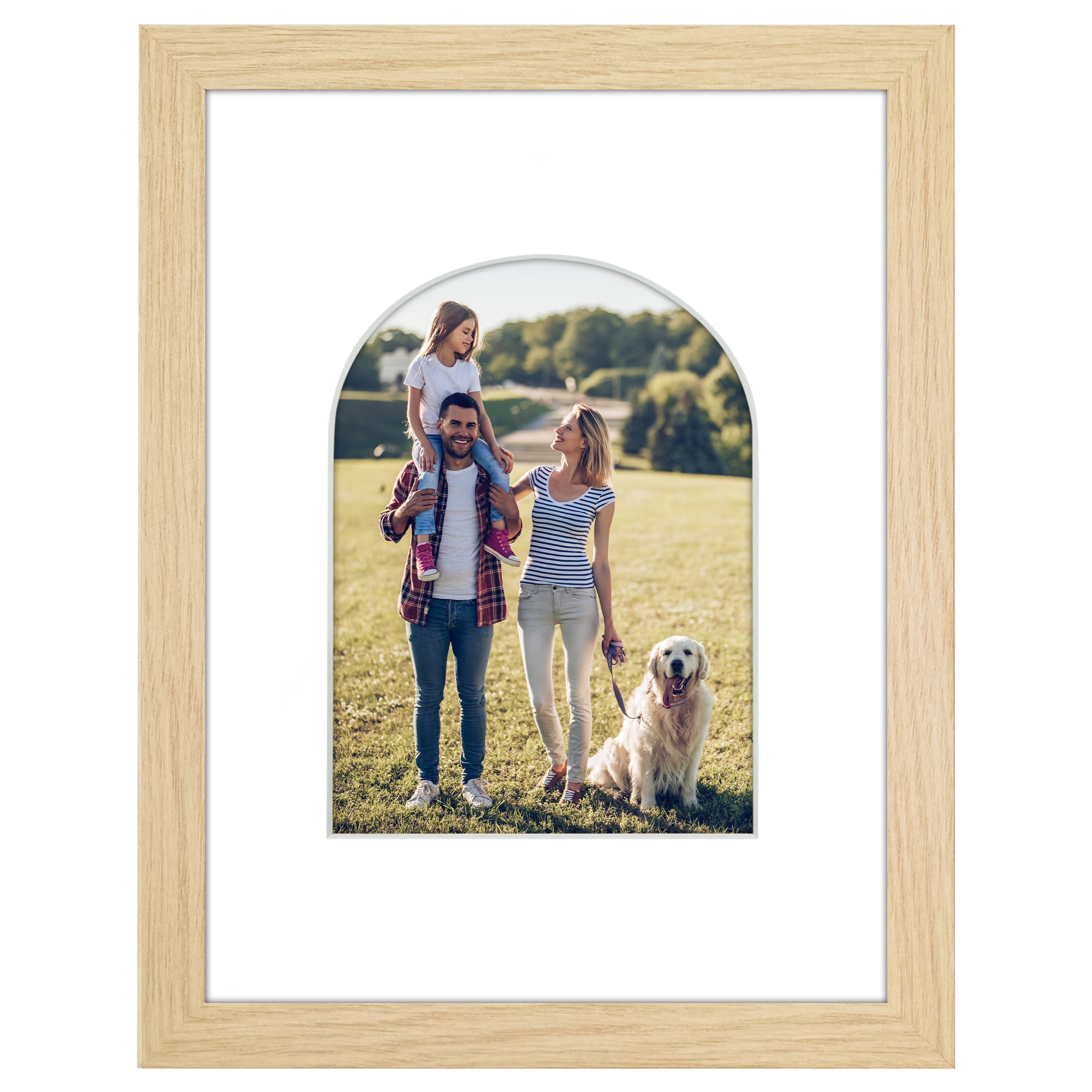 Americanflat 9x12 Picture Frame shaped natural elevate cherished photos unique expertly crafted border black - Oak