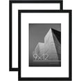 thumbnail image 1 of Americanflat 9x12 Picture Frame in Black - Displays 6x8 With Mat and 9x12 Without Mat - Horizontal and Vertical Formats for Wall and Tabletop (2 Pack), 1 of 3