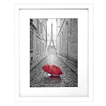Americanflat 9x12 Picture Frame in White - Displays 6x8 With Mat and 9x12 Without Mat - Composite Wood with Shatter Resistant Glass - Horizontal and Vertical Formats for Wall