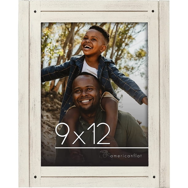 Americanflat 9x12 Rustic Picture Frame in Aspen White with