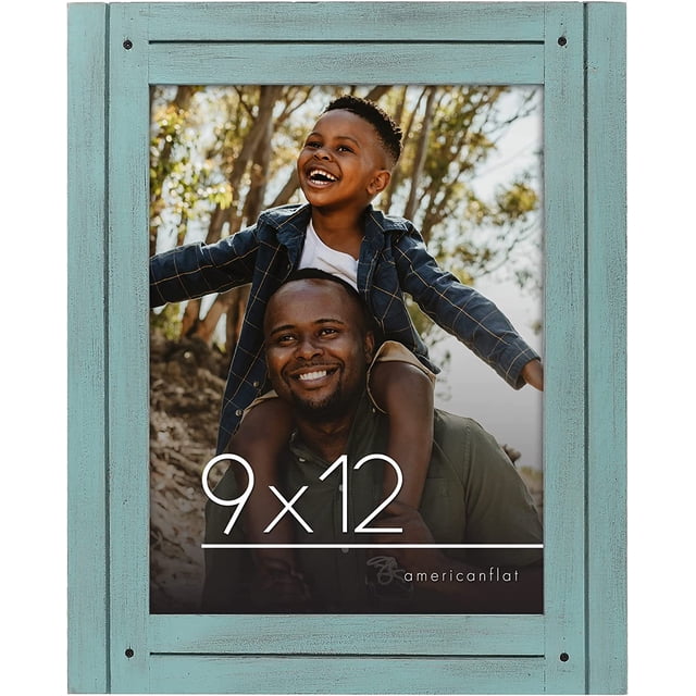 Americanflat 9x12 Rustic Picture Frame in Turquoise Blue with Textured ...