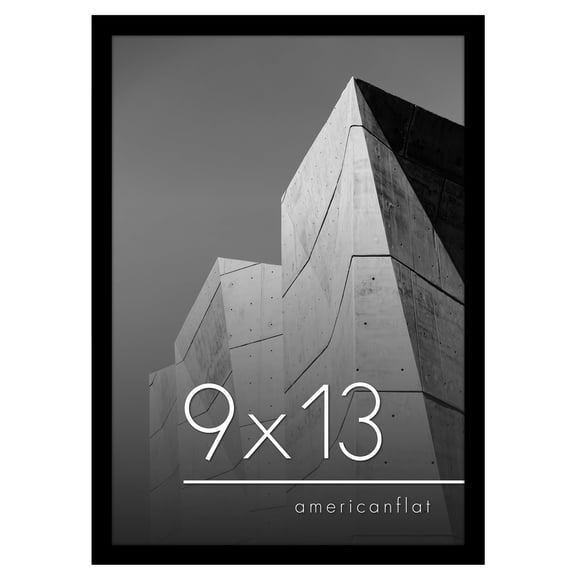 Americanflat 9x13 Picture Frame in Black - Thin Border Photo Frame with Shatter-Resistant Glass, Hanging Hardware, and Built-in Easel for Horizontal or Vertical Display Formats for Wall or Tabletop