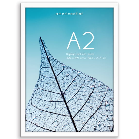 Americanflat A2 16.5x23.4 Picture Frame with Polished Plexiglass Signature Collection Frames Wall Display - White