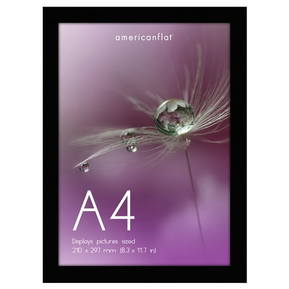 Americanflat A4 8.3x11.7 Picture Frame with Shatter-Resistant Glass Signature Collection Frames Tabletop - Black