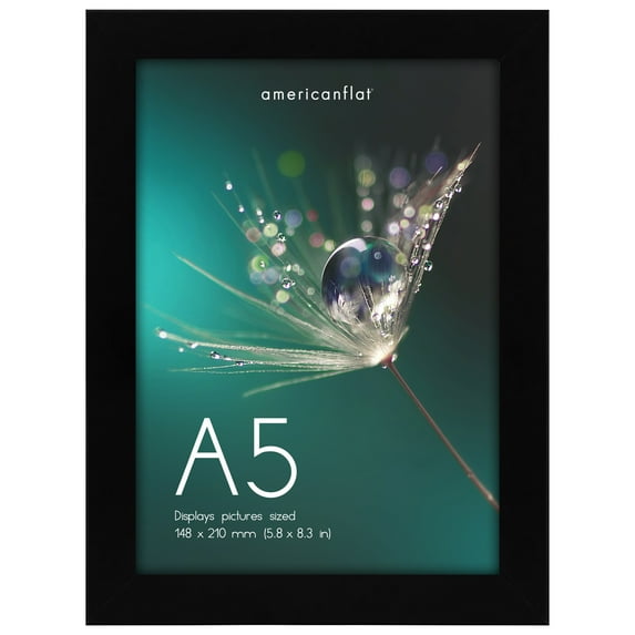 Americanflat A5 Picture Frame and Poster Frame for Displaying Wall Decor - Perfect for Photos, Documents, and Artwork - Black