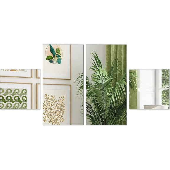 Americanflat Adhesive Mirror Tiles - Exclamation Rectangular Design - Peel and Stick Mirrors for Wall. Frameless Mirrors for Bedroom and Living Room Decor (4pcs Set)