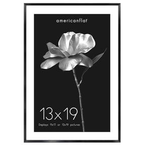Americanflat 13x19 Picture Frame with Tempered Glass with 11x17 Mat Metal Display Photo Brooklyn Wall - Black