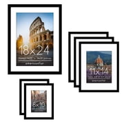 Americanflat Picture Frame Gallery Set Shatter-Resistant Glass 6 Pack Multi Size for 8x10, 11x14, 18x24 - Black