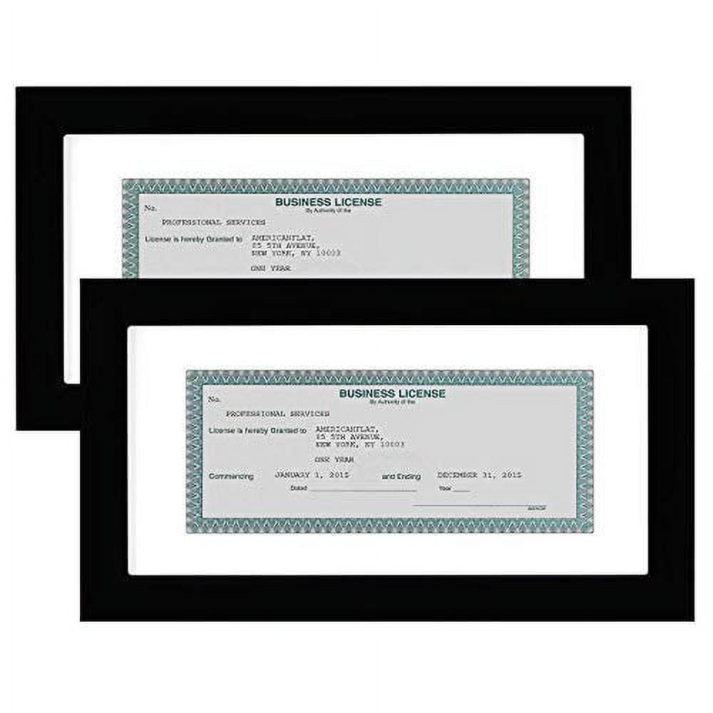 Americanflat Business License Frame in Black with Shatter Resistant Glass for Wall and Tabletop - 5x10 Pack of 2