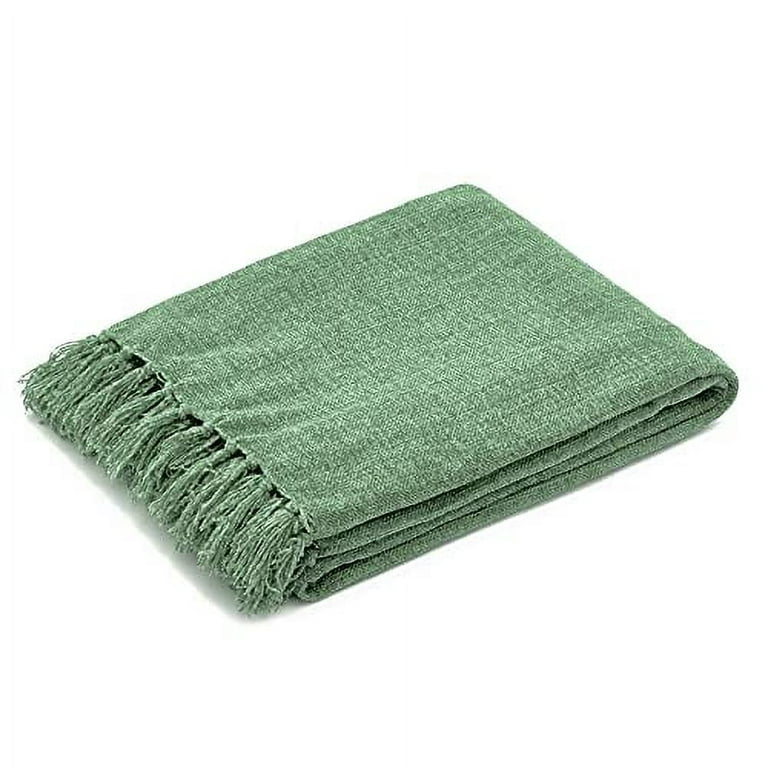 Americanflat Chenille Throw Blanket in Sage Green - Breathable