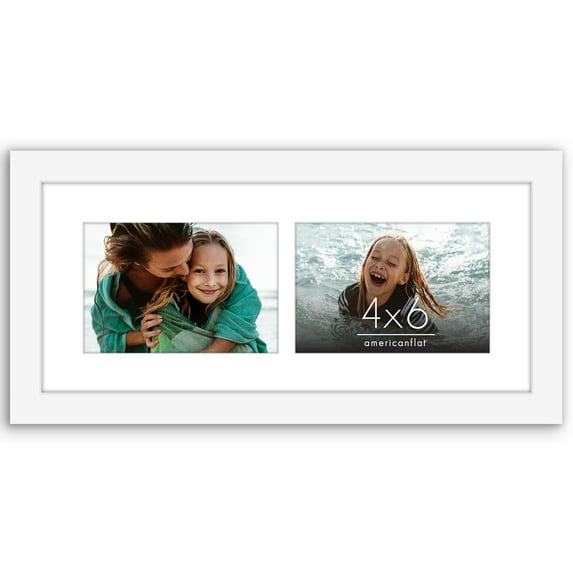 Americanflat Collage Frame - Fits (2) 4x6 Photos or (1) Larger 6x14 Picture - White