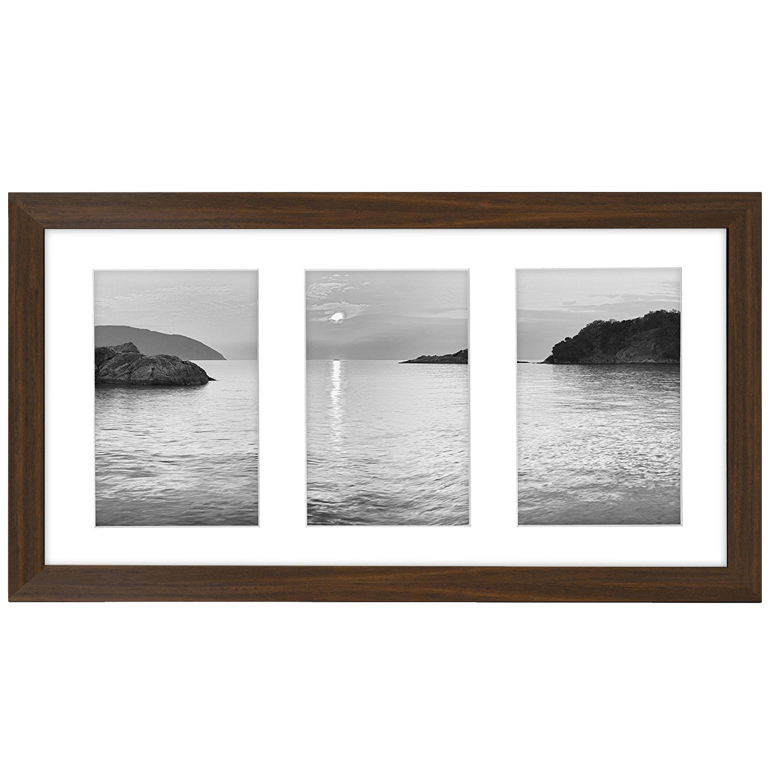 Americanflat Collage Picture Frame in Walnut - Display Three 4x6 Inch Photos on Your Wall, Perfect As a Family Collage Picture Frame