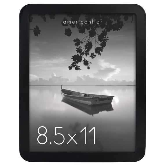 Americanflat 8.5x11 Picture Frame with Shatter-Resistant Glass Round Corner Molding Mod Collection - Black