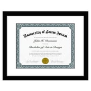 Americanflat Diploma Frame - 11x14 with 8.5x11 Mat for Diploma - Wood + Glass - Black