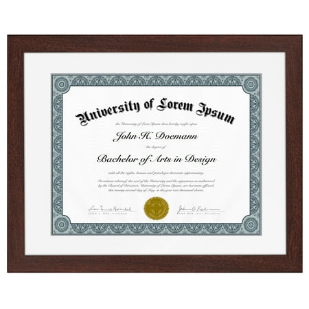 Americanflat 11x14 Diploma Frame with Shatter-Resistant Glass with 8.5x11 Mat Display Documents - Mahogany