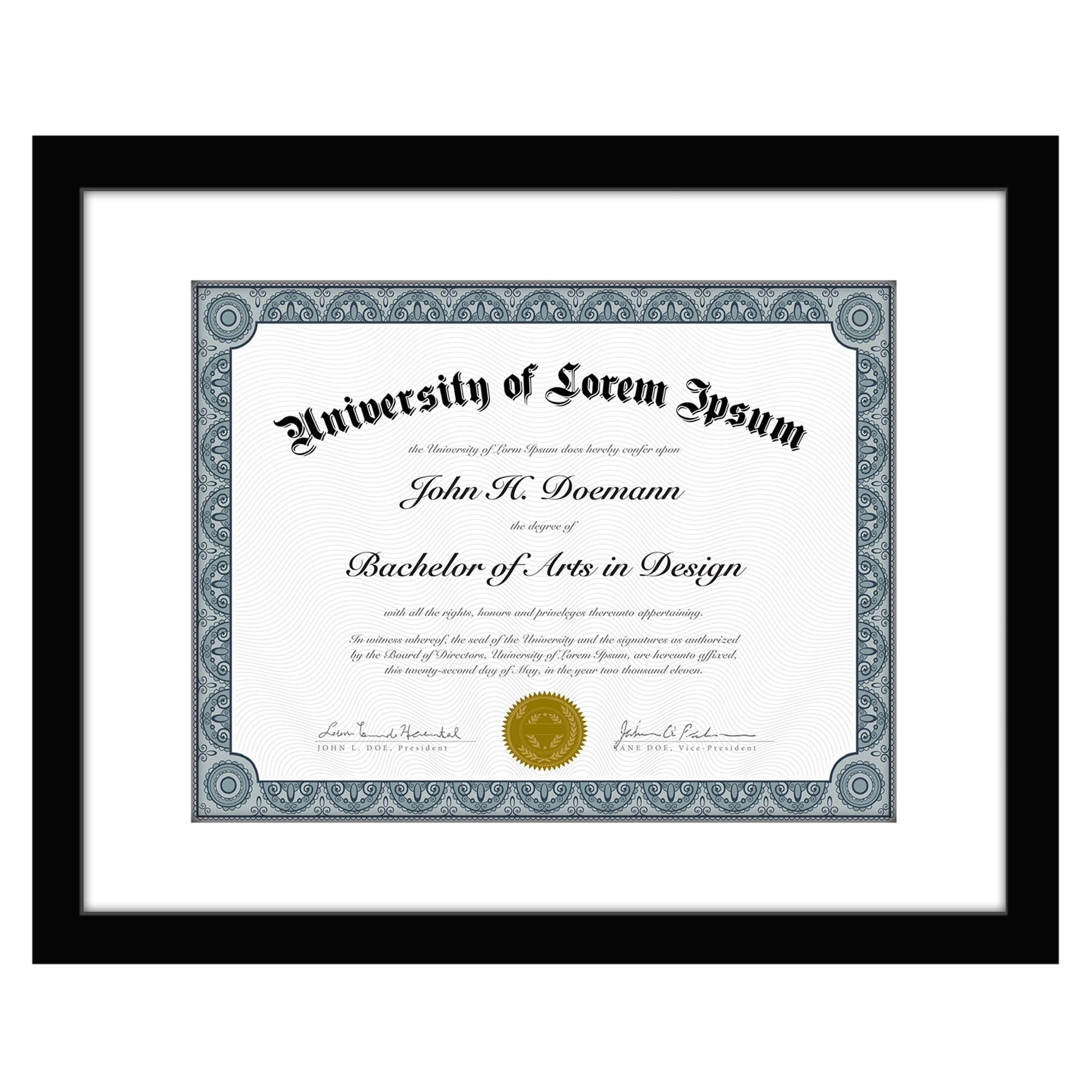 Americanflat Diploma Frame 11x14 with 8.5x11 Mat for Diploma Wood
