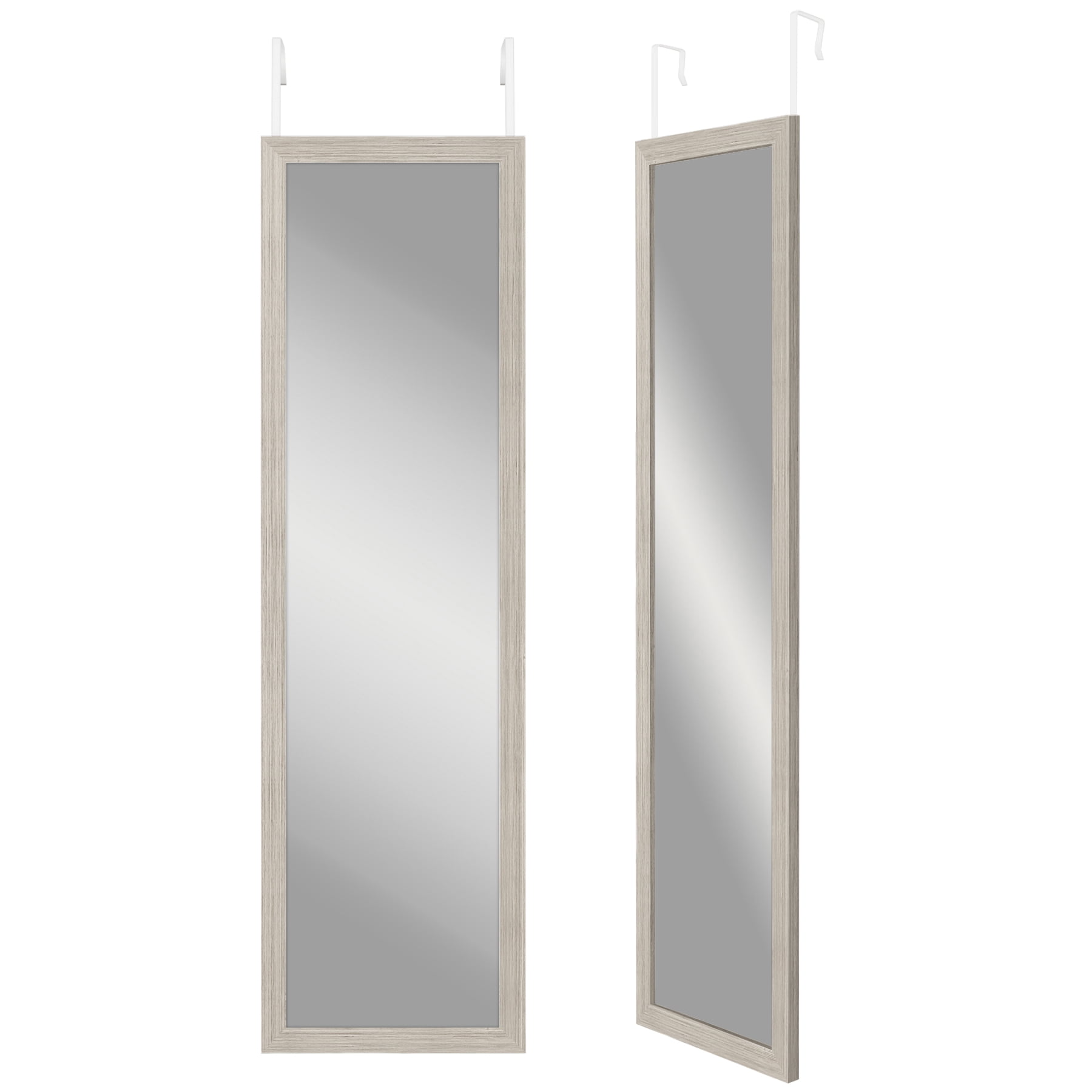 Americanflat Over The Door Mirror - Full Length Mirror with Hanging Brackets - Door Mirror for Bedroom, Bathroom, Dorm, Long Full Body Mirror with Hanger and Shatter-Resistant Glass -Dark Wood
