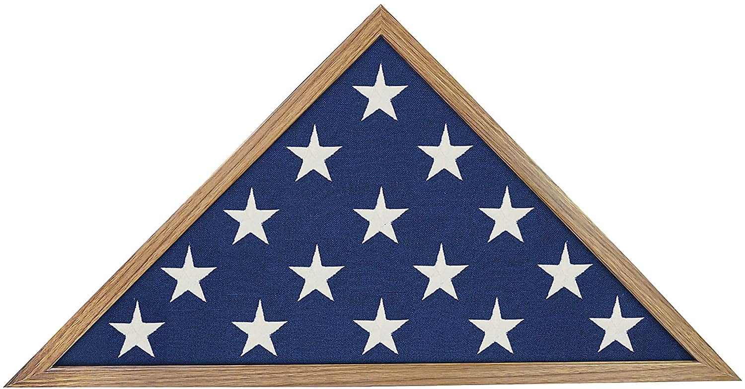 Americanflat Flag Case for Veterans - Fits a Folded 5' x 9.5' American Military Flag - Triangle Display with Polished Plexiglass (Barn Wood)
