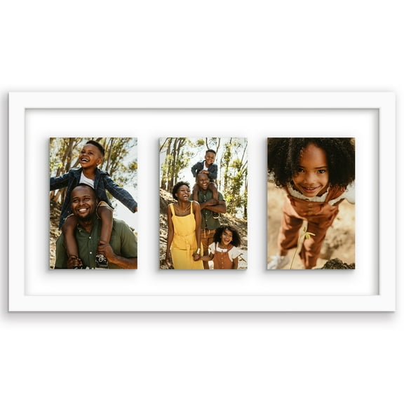 Americanflat Floating Collage Frame - Display Three 4x6 Photos - 9x17 - White