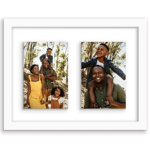 Americanflat 4x6 Double Picture Frame with Shatter-Resistant Glass Fits 2 use as One 9x12 Poster Frame - White