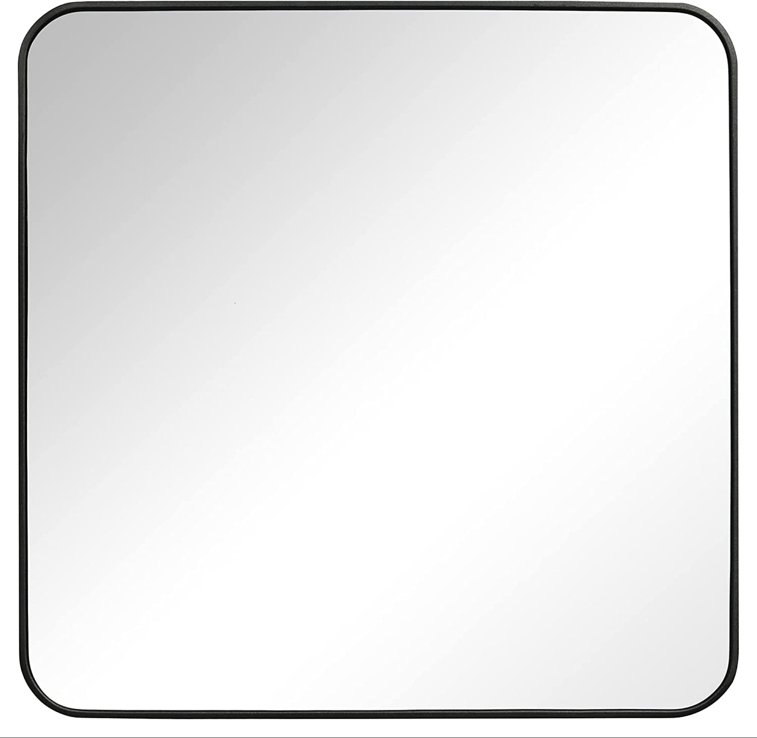 Americanflat Framed 24" Square Black Mirror with Rounded Corners ...