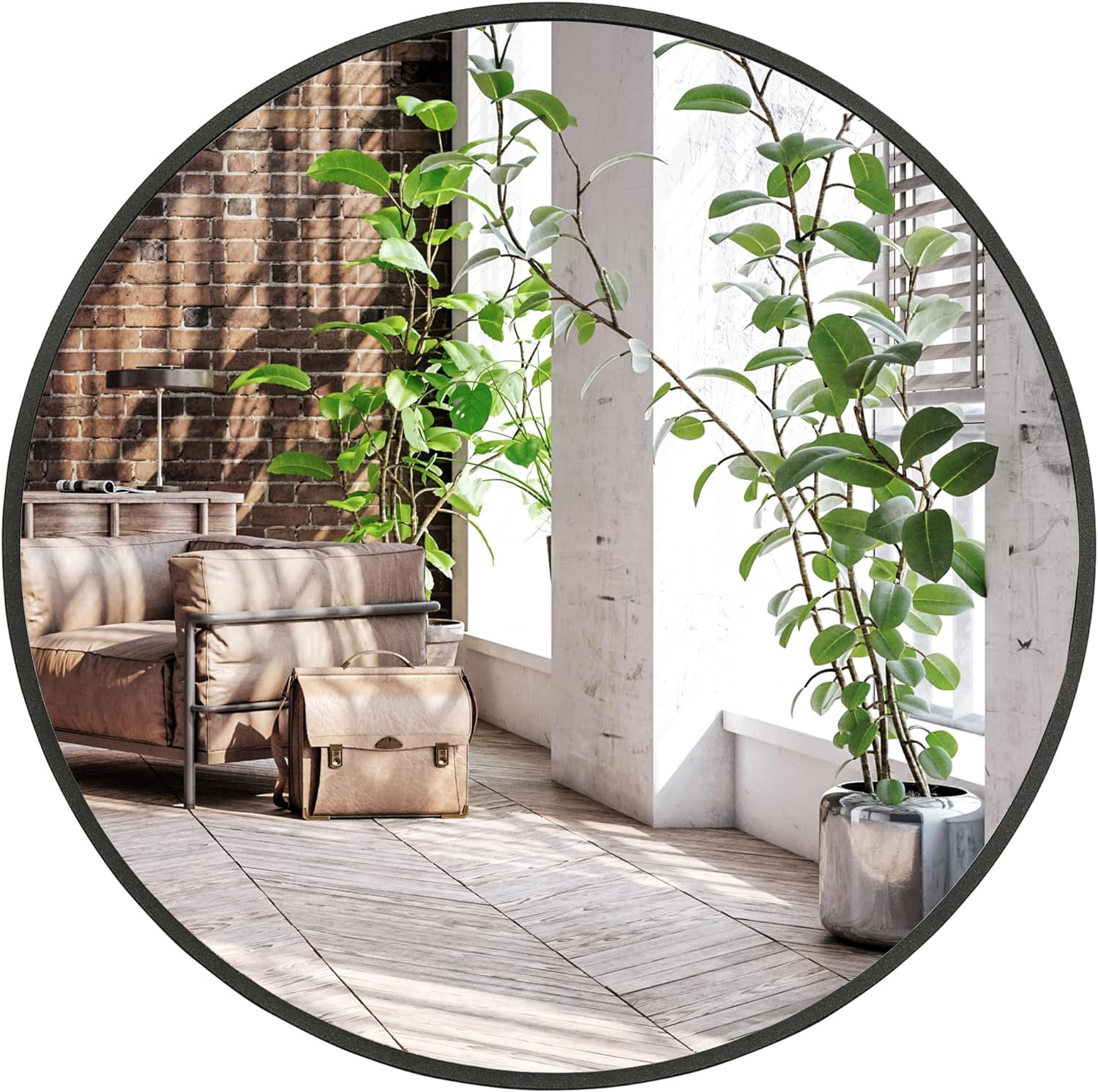 Americanflat Framed Black Round Mirror 32" - Circle Mirror for Bathroom, Bedroom, Entryway, Living Room - Large Circular Modern Mirror for Wall Decor